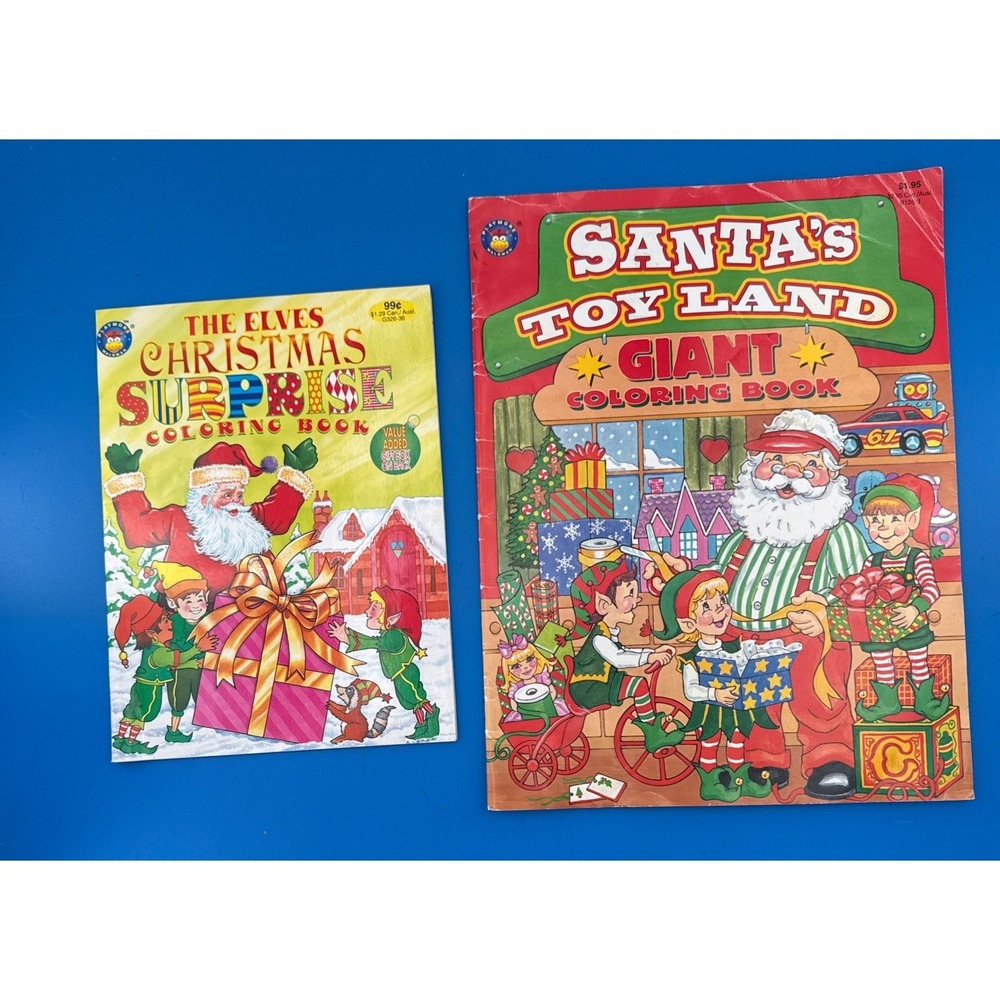 Vtg Lot Of 3 Unused Christmas Illustrated Coloring Activity Books Lot Paperback